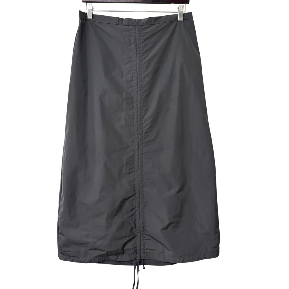 Bryn Walker Women Midi Utility Skirt Size Large Gray Ruched Front Drawstring USA
